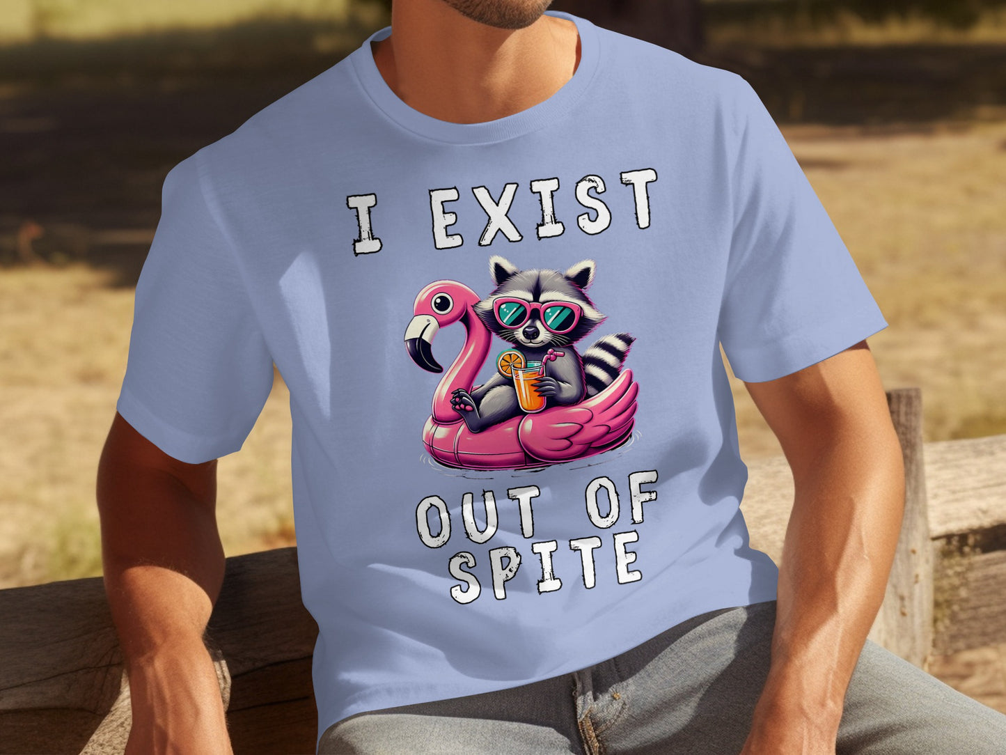 I Exist Out of Spite Raccoon Flamingo T-Shirt