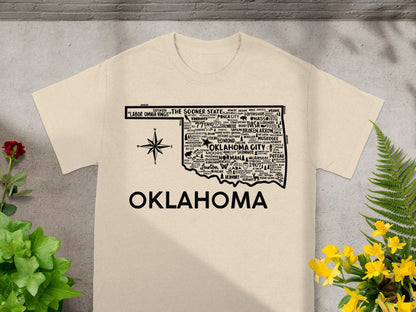 Oklahoma Map Typography Design Short Sleeve Shirt