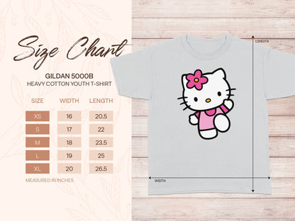 GILDAN 5000B YOUTH T-SHIRT Cartoon Cat Pink Bow product type