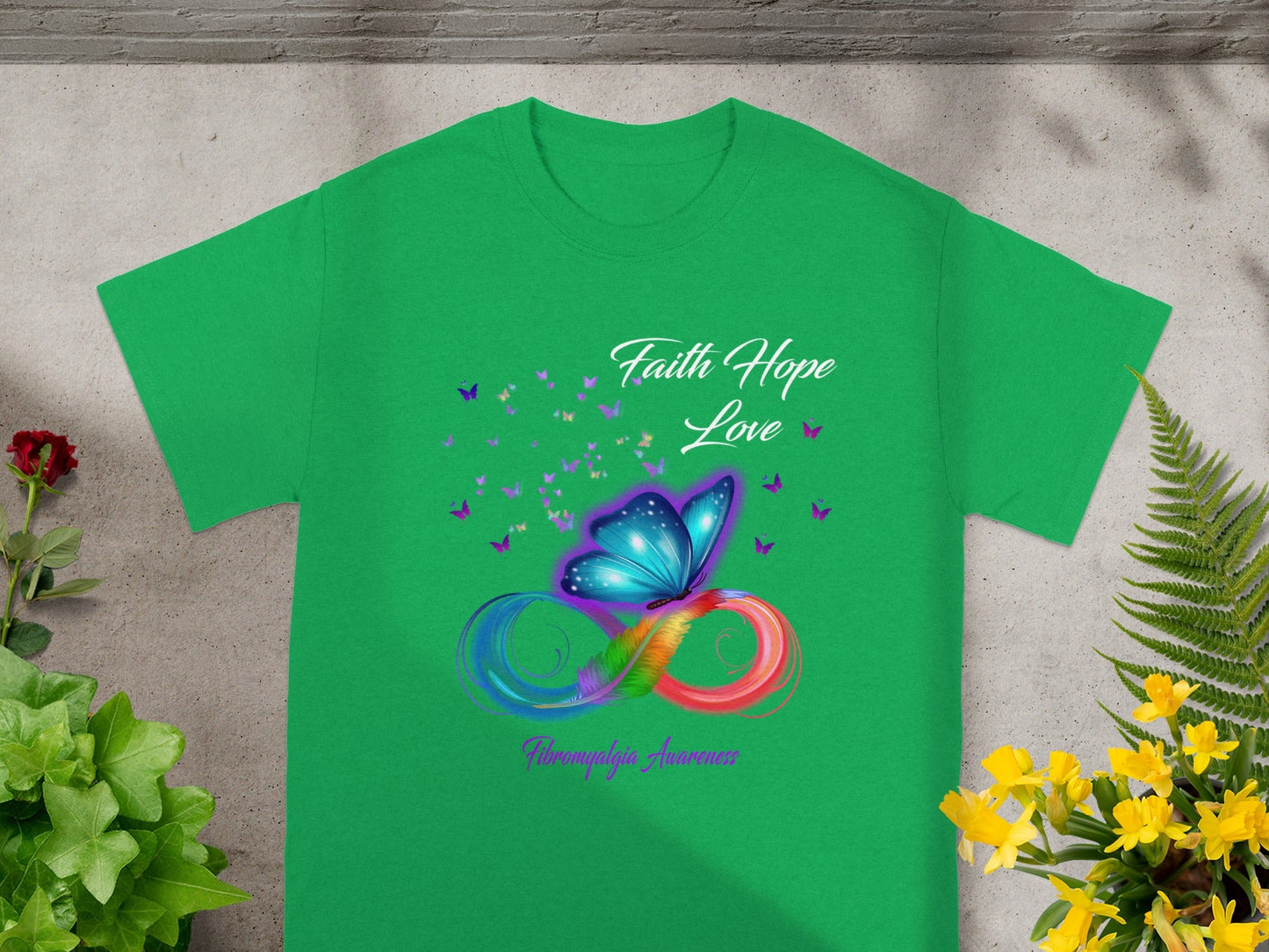 Faith Hope Love Butterfly Fibromyalgia Awareness Shirt