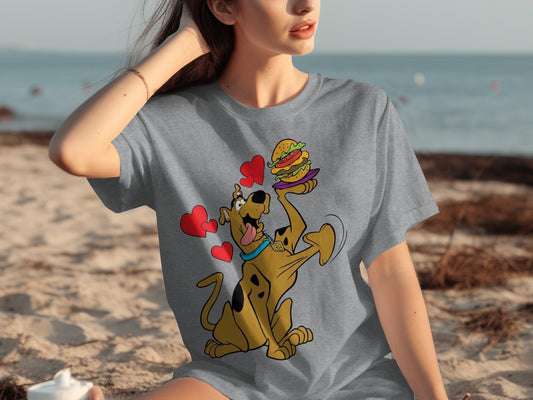 Scooby Doo Eating Burger Graphic T-Shirt