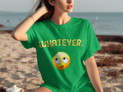 Cool Green 'Whatever' Shirt with Emoji Design T-shirt