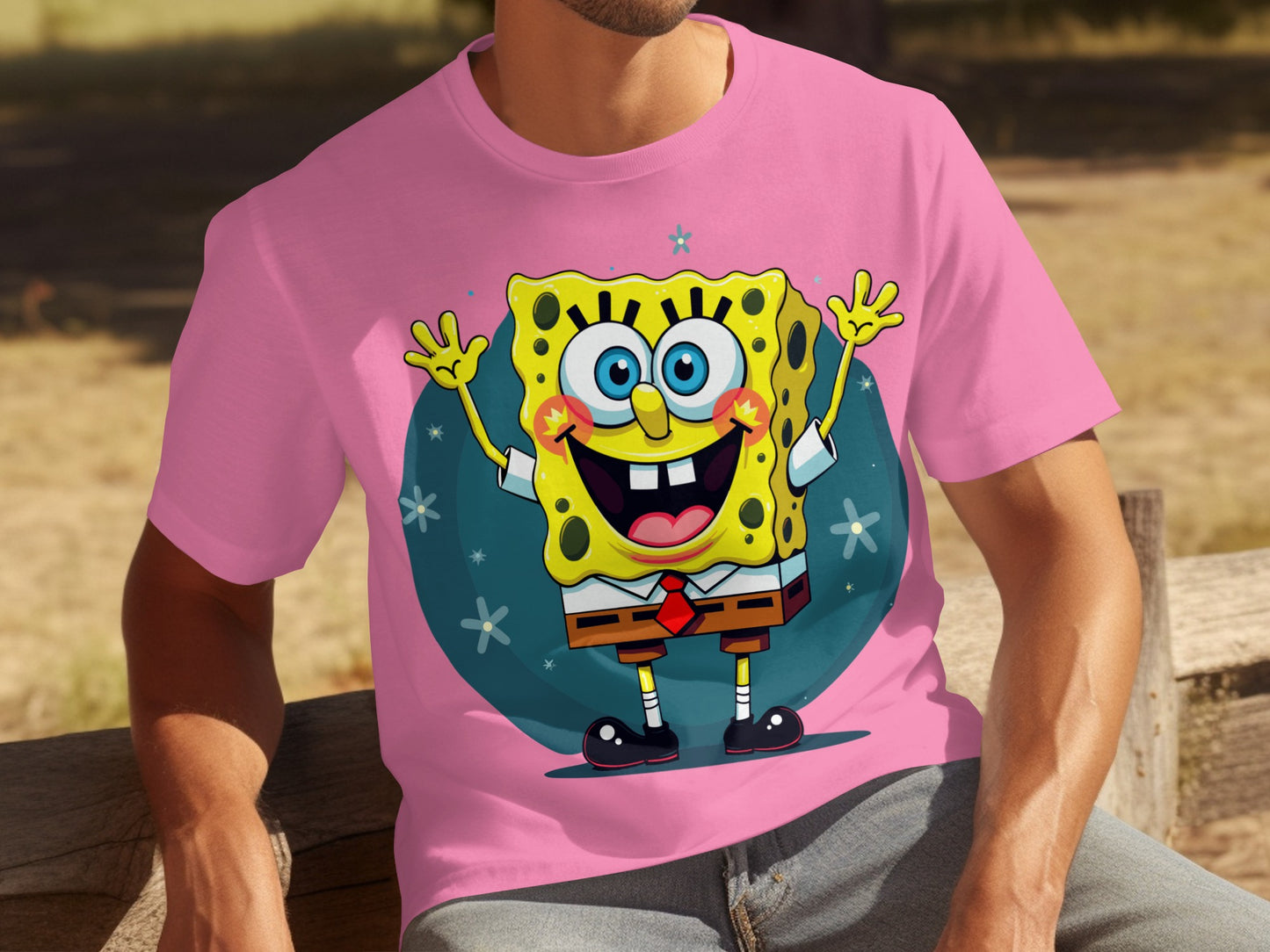Cartoon Sponge Character Excited Pink T-shirt product