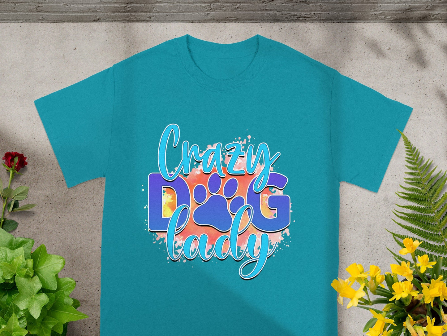 Crazy Dog Lady Graphic Design T-shirt