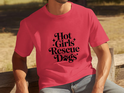 Hot Girls Rescue Dogs Statement T-Shirt Animal Lovers
