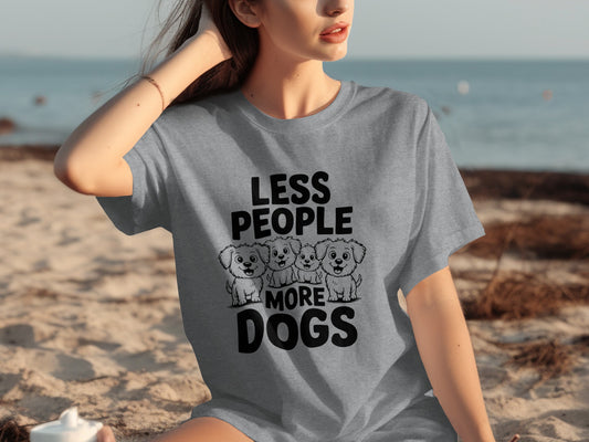 Less People More Dogs Funny Graphic T-Shirt