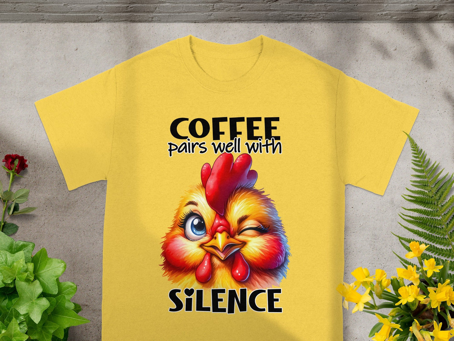 Coffee Pairs Well with Silence Chicken Graphic Shirt