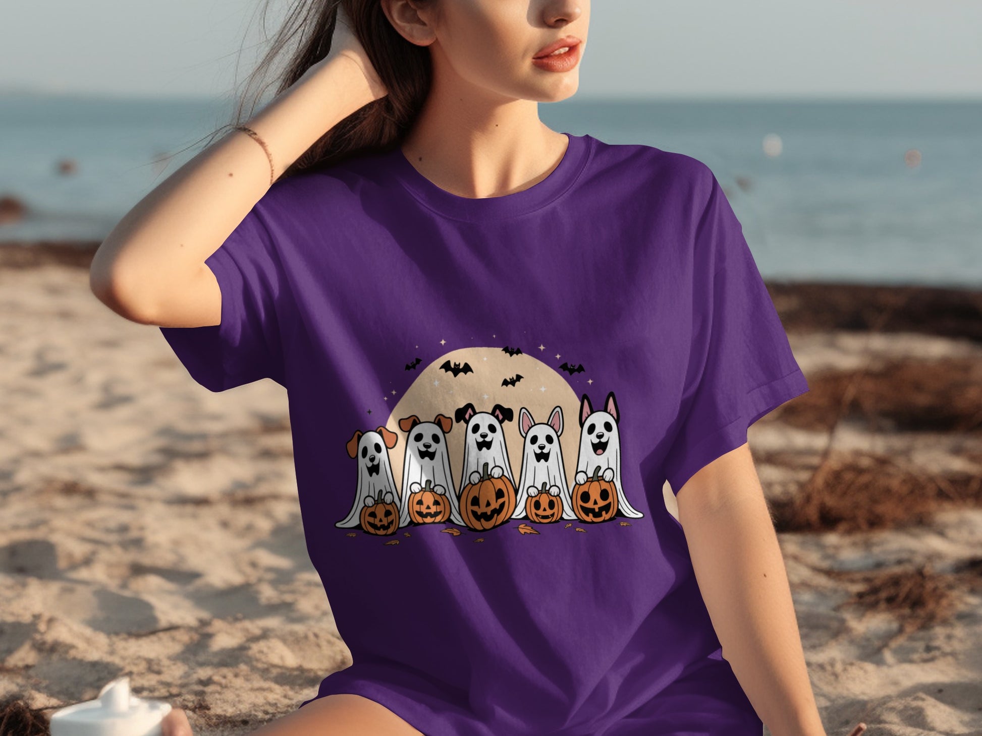 Cute Halloween Dogs with Pumpkins and Ghosts T-shirt