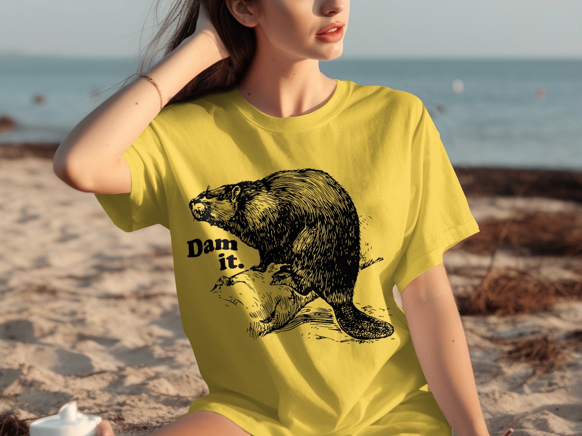 Dam It Beaver Graphic Tee for Beach Fun