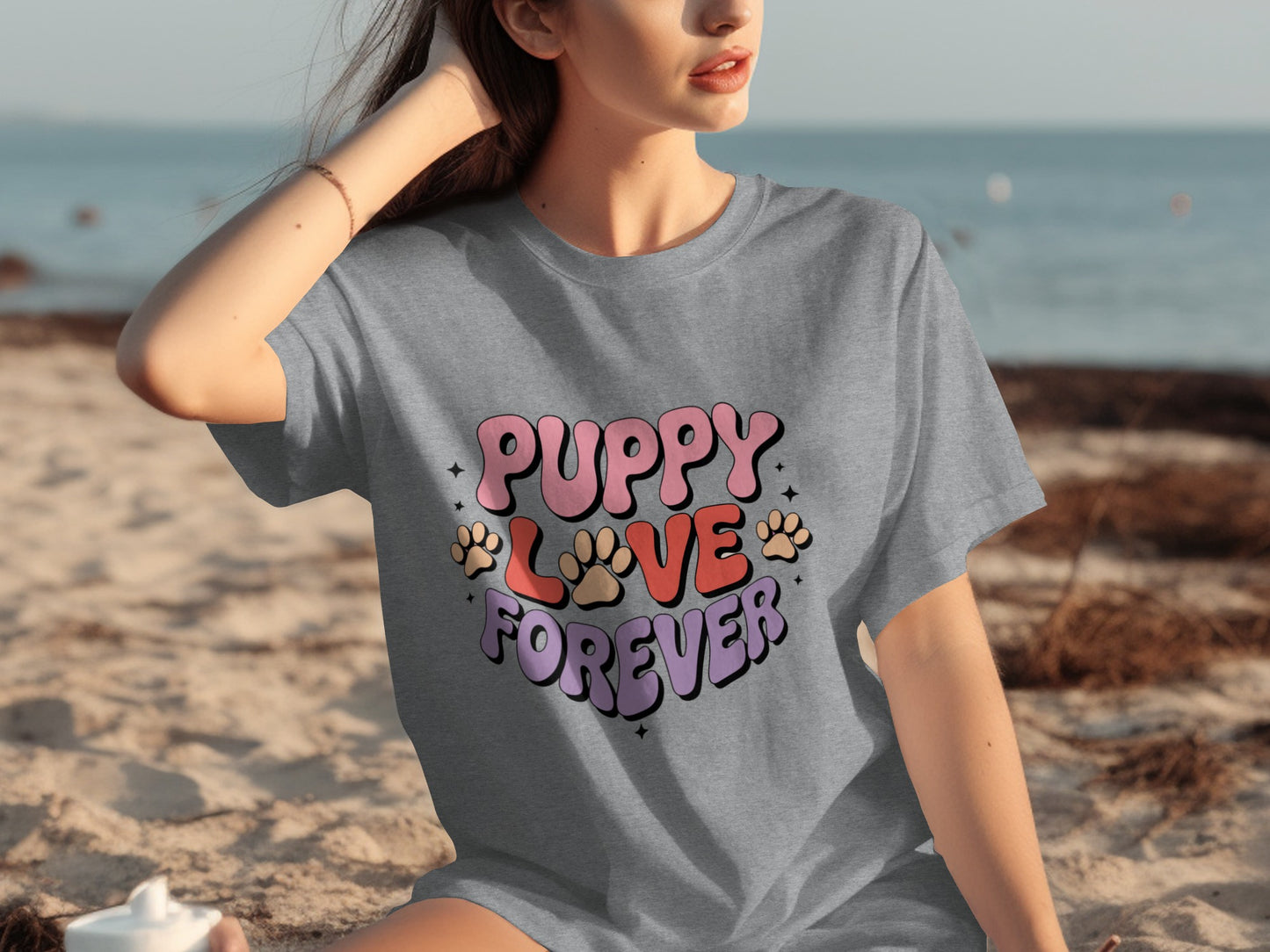Puppy Love Forever Graphic Print T-Shirt