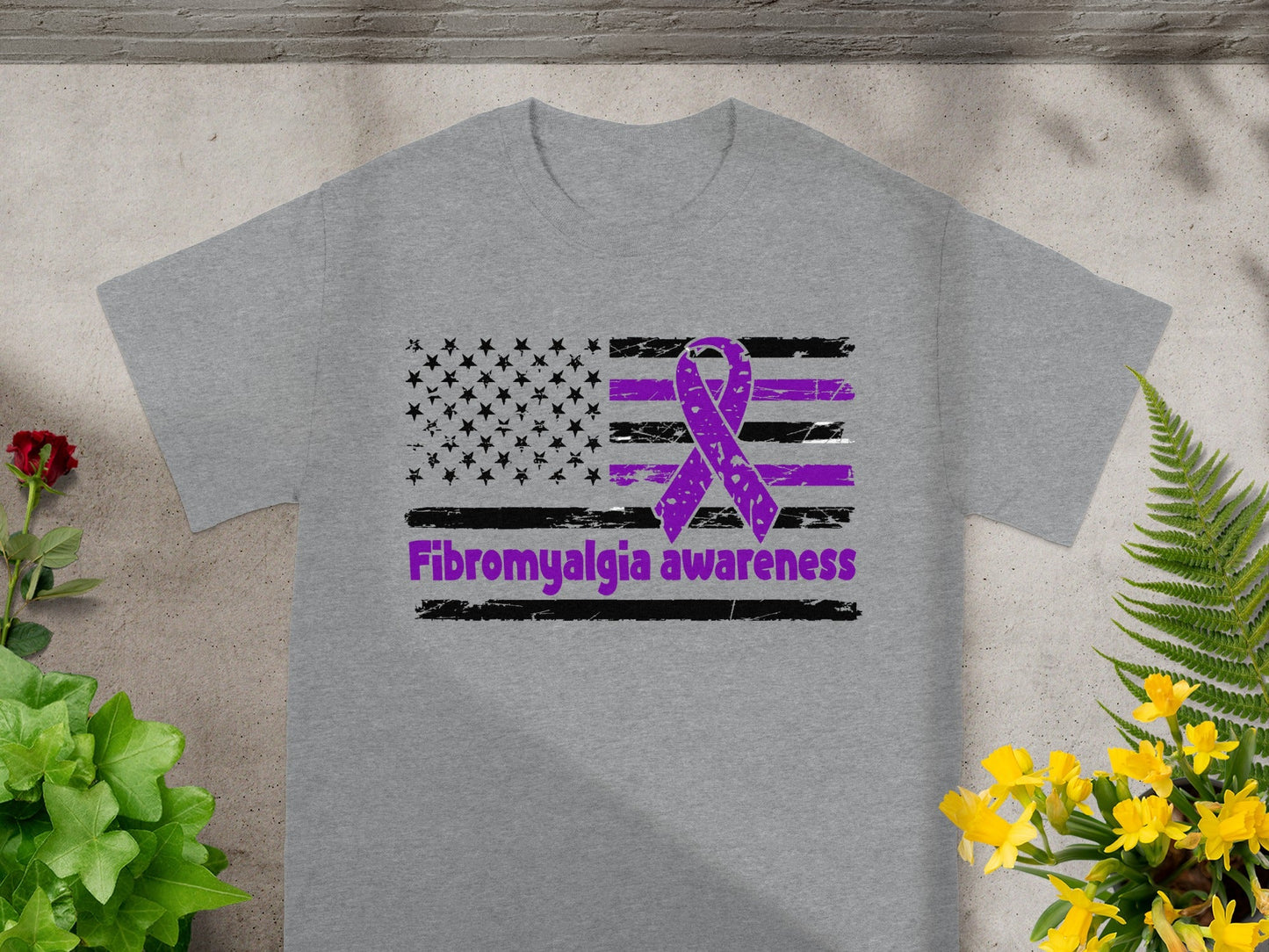 Fibromyalgia Awareness Shirt Patriotic Flag Design