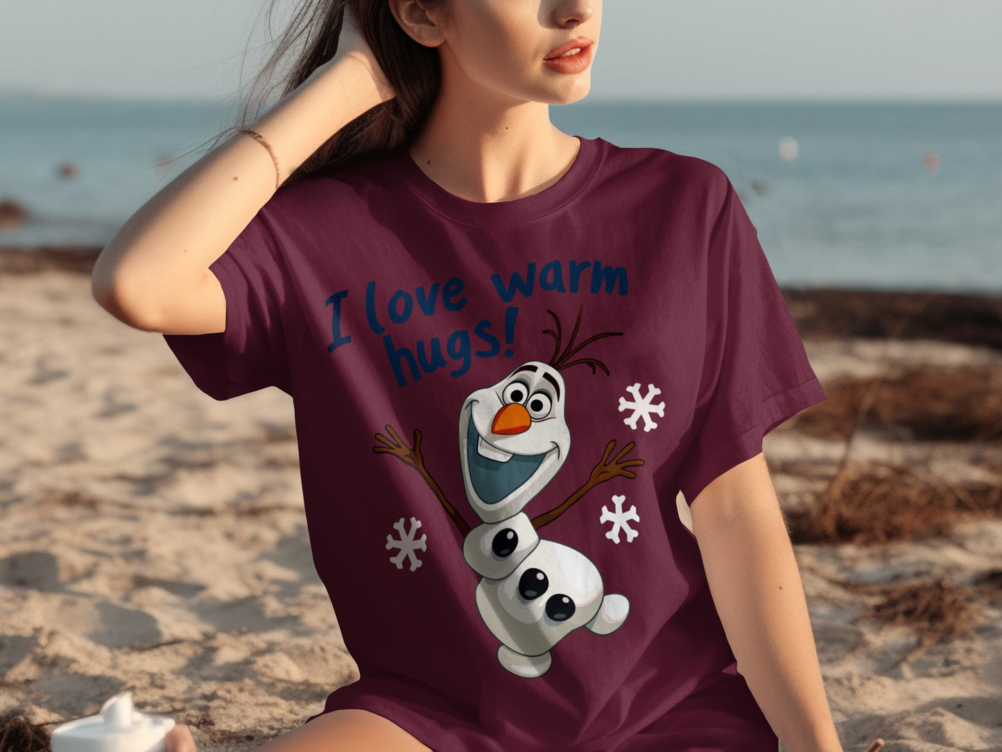 I Love Warm Hugs Frozen Olaf Character T-Shirt