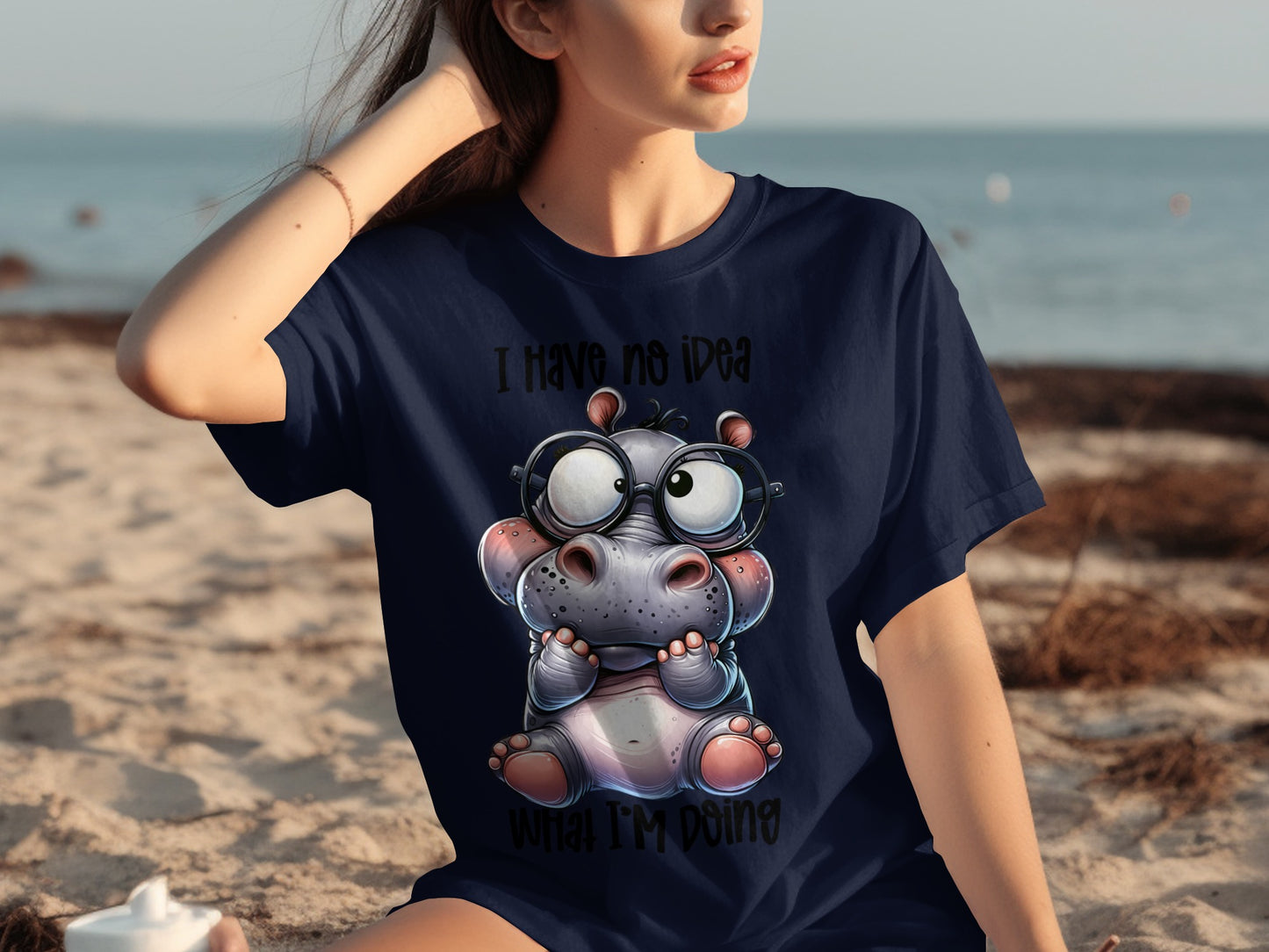 I Have No Idea What I'm Doing Cartoon Hippo T-shirt