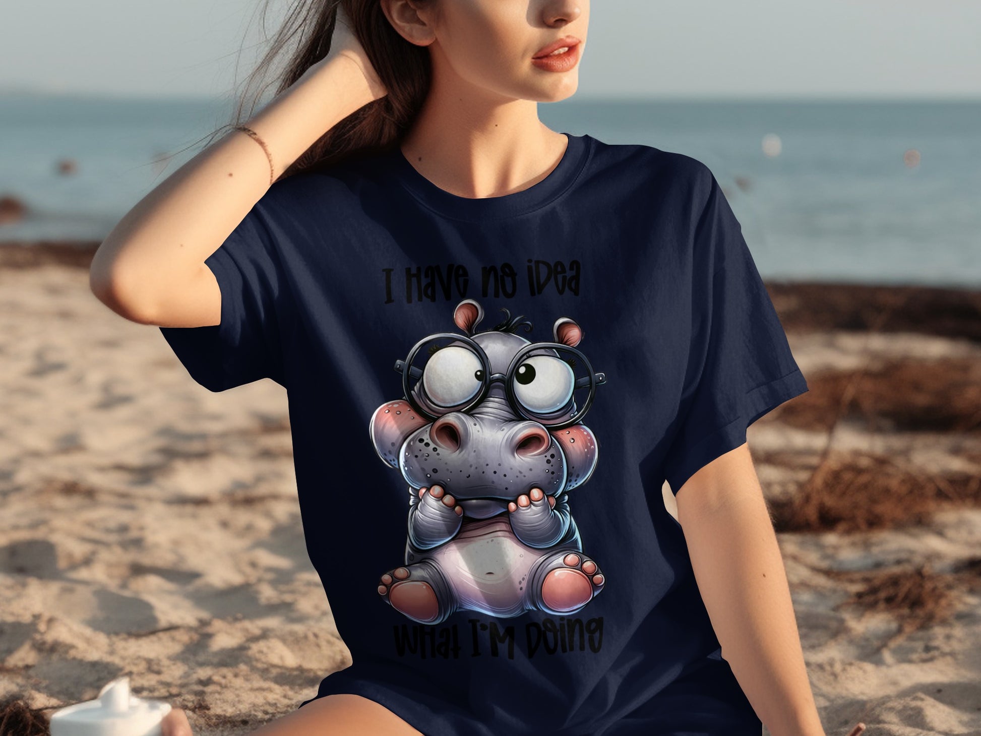 I Have No Idea What I'm Doing Cartoon Hippo T-shirt