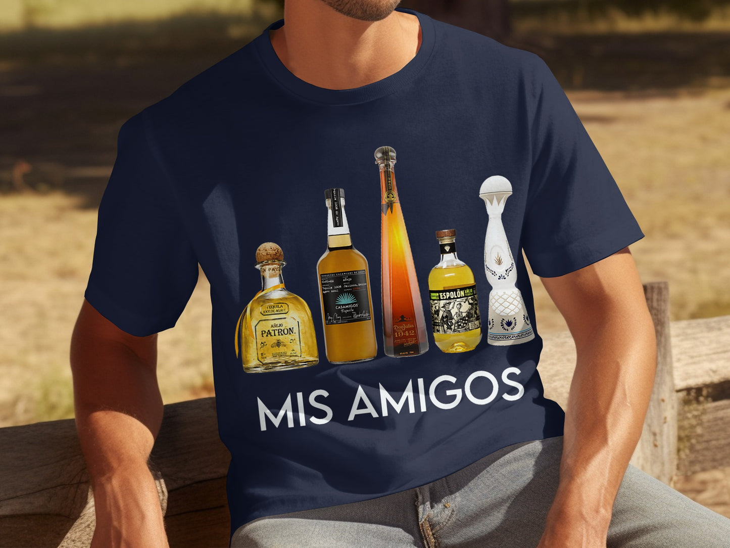 Mis Amigos Design Tequila Bottles Graphic T-Shirt