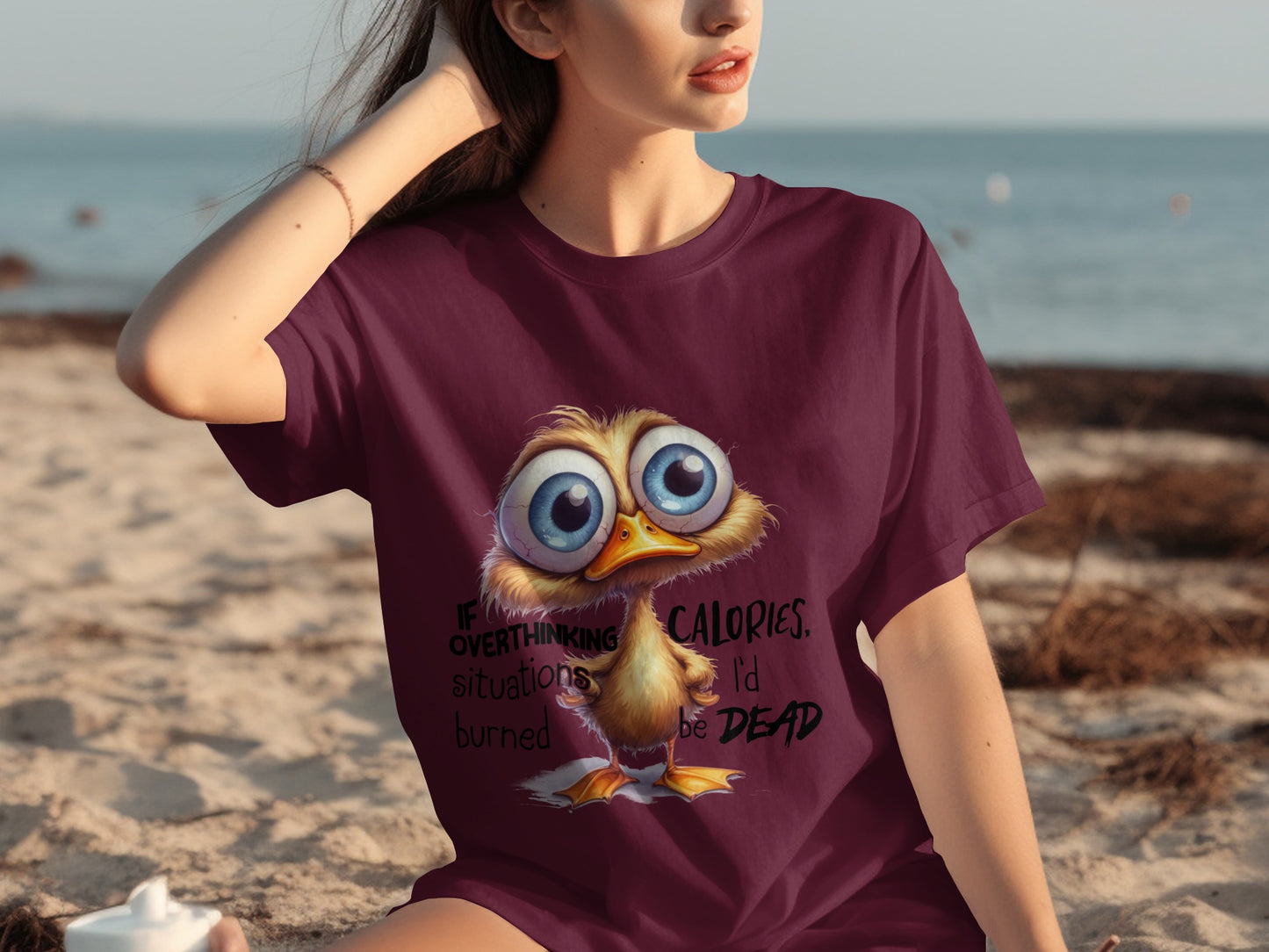 Cute Overthinking Burned Calories Chick T-shirt