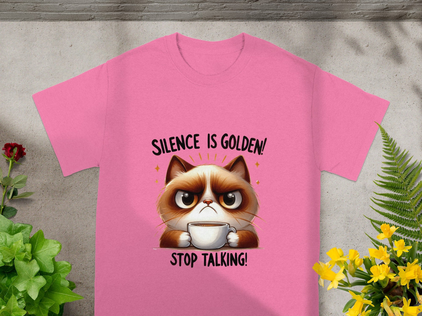 Silence Is Golden Stop Talking Cat Graphic Shirt