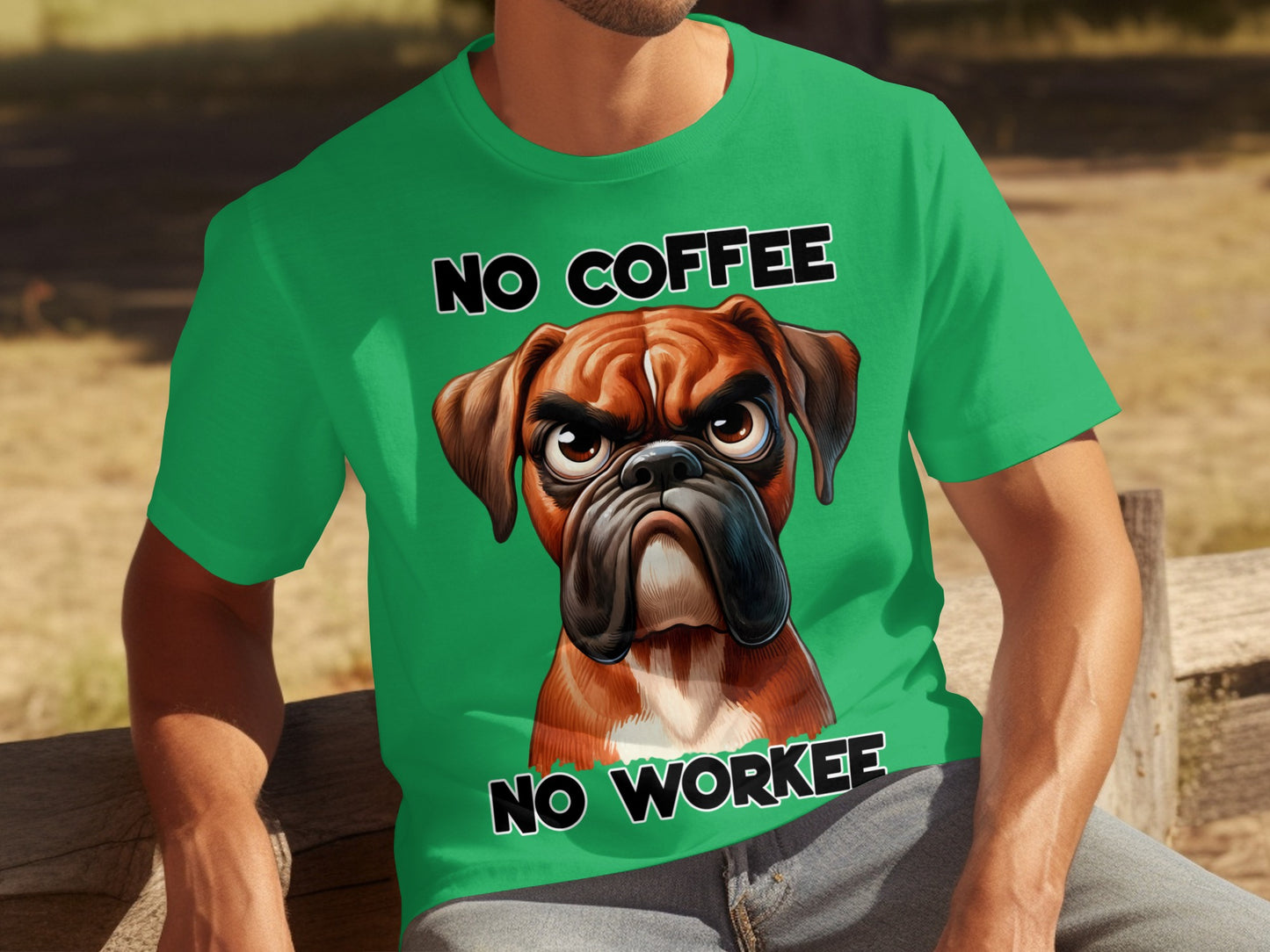 No Coffee No Workee Funny Grumpy Dog Design Shirt
