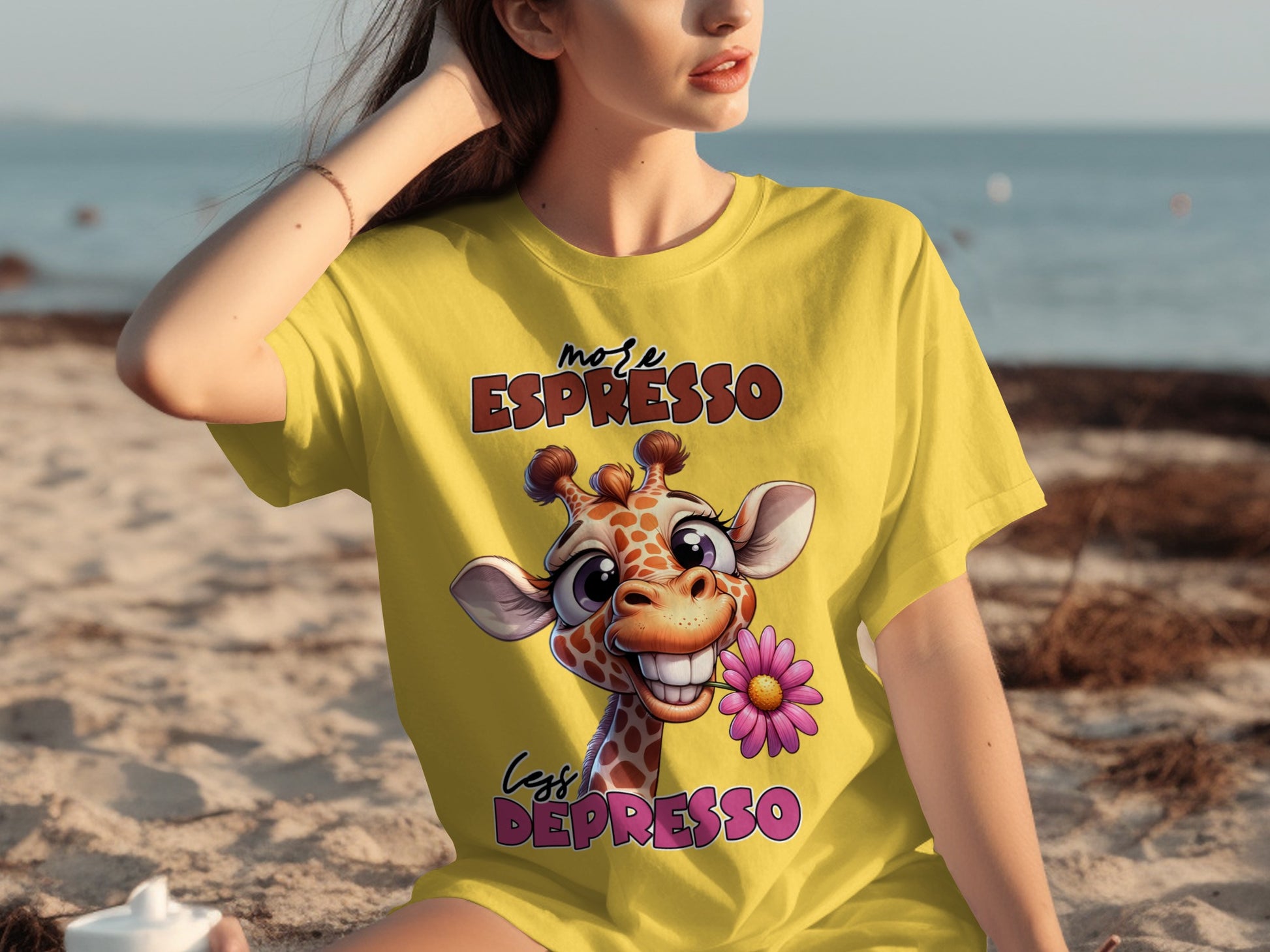 Moje Espresso Cest Depresso Giraffe T-shirt