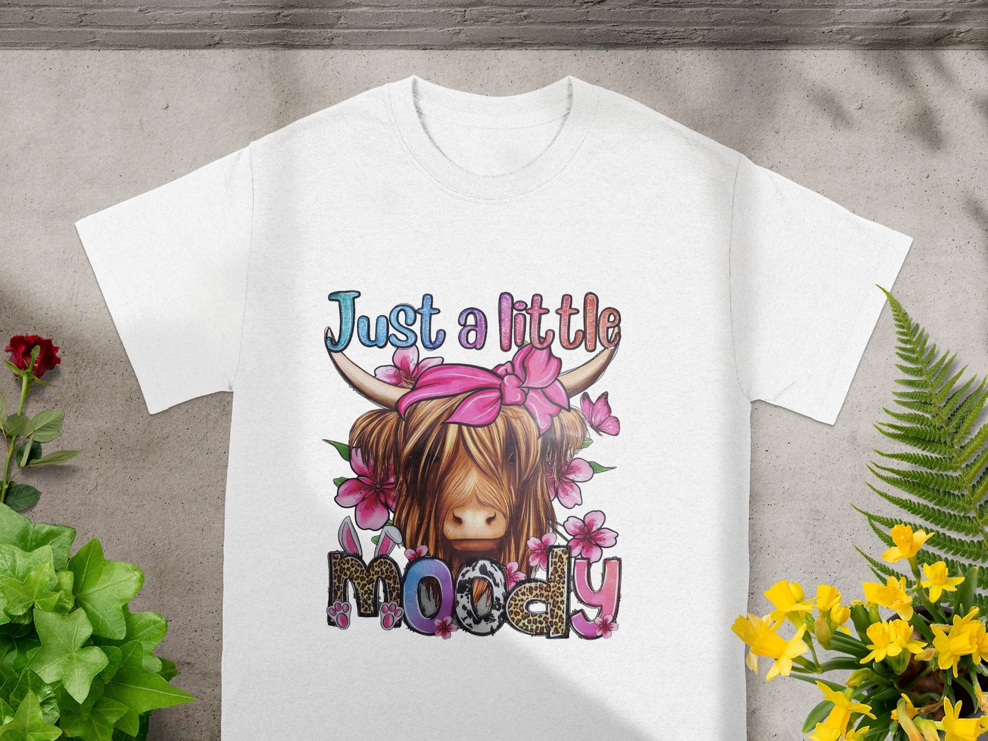 Just a Little Moody Cute Cow Graphic T-Shirt