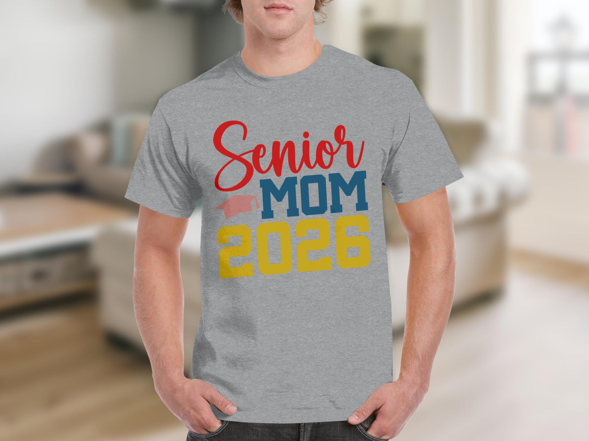Senior Mom 2026 Distressed Text T-Shirt