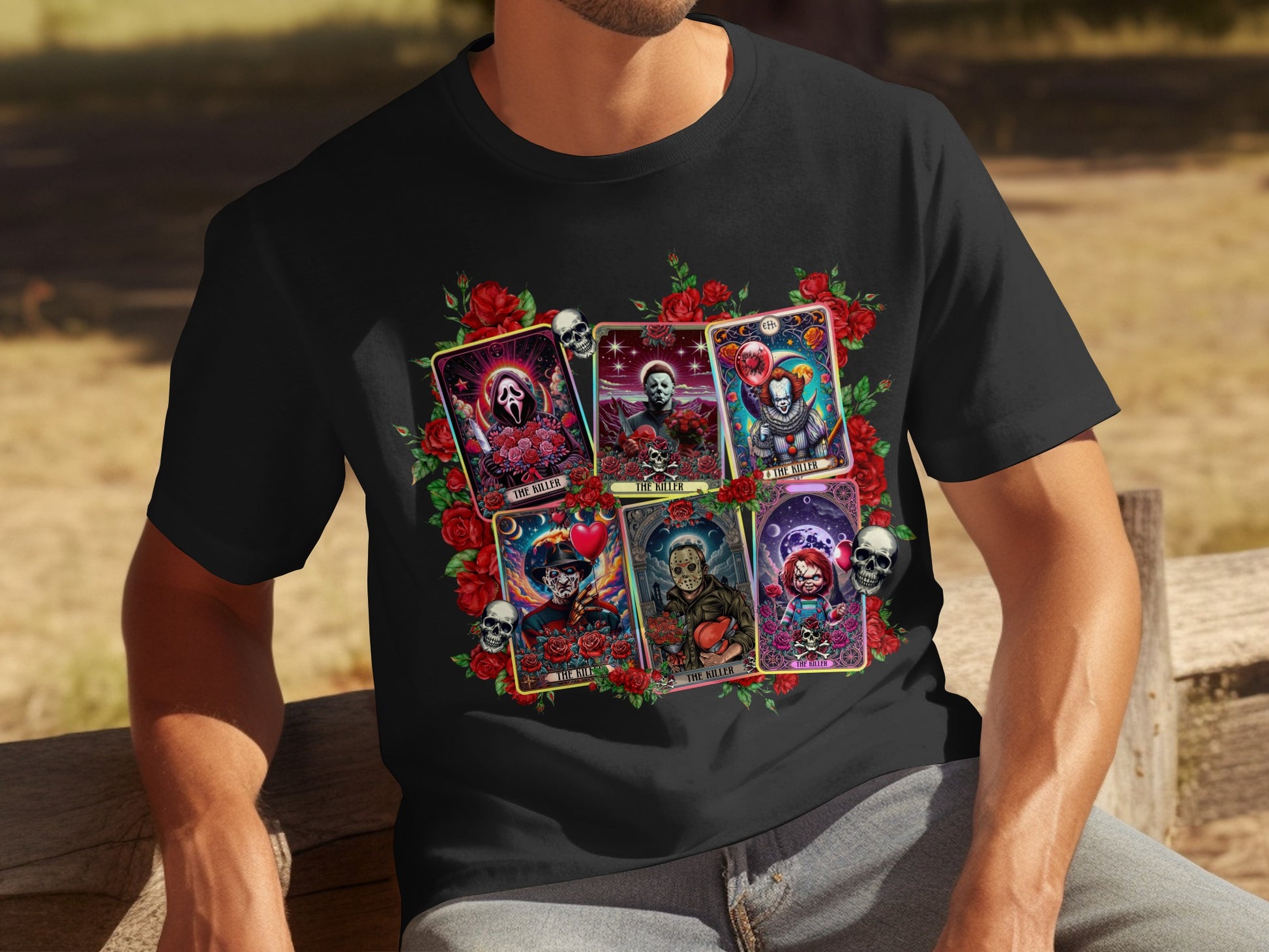 Killer Tarot Cards Horror Themed Graphic T-shirt