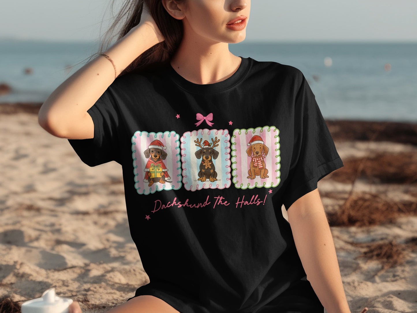 Dachshunds Festive Holiday Themed Graphic T-Shirt