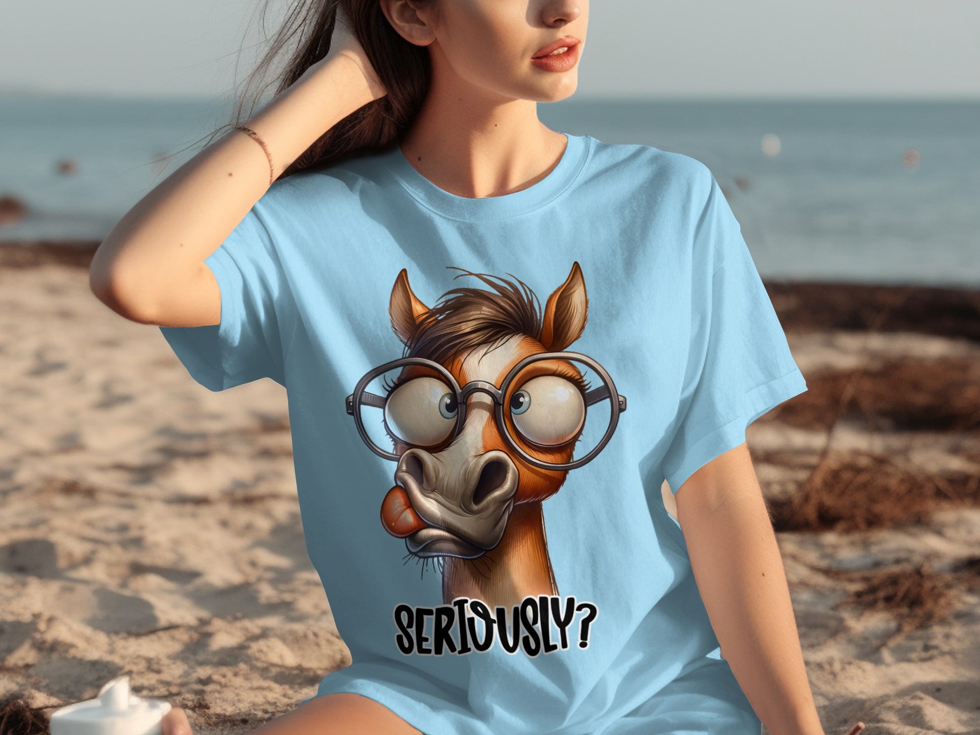 Seriously Horse with Glasses Printed T-shirt