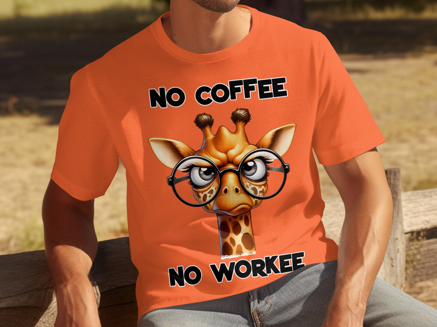 No Coffee No Workee Funny Giraffe Graphic T-shirt