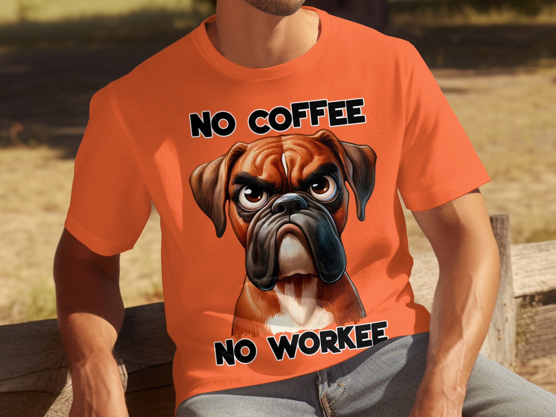 No Coffee No Workee Funny Dog T-Shirt