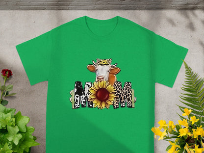 Cute Animal and Sunflower Themed Green Shirt