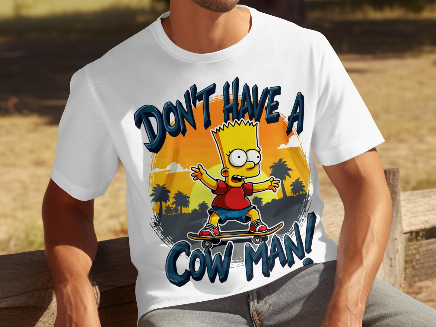 Don't Have a Cow Man Bart Skateboarding T-shirt