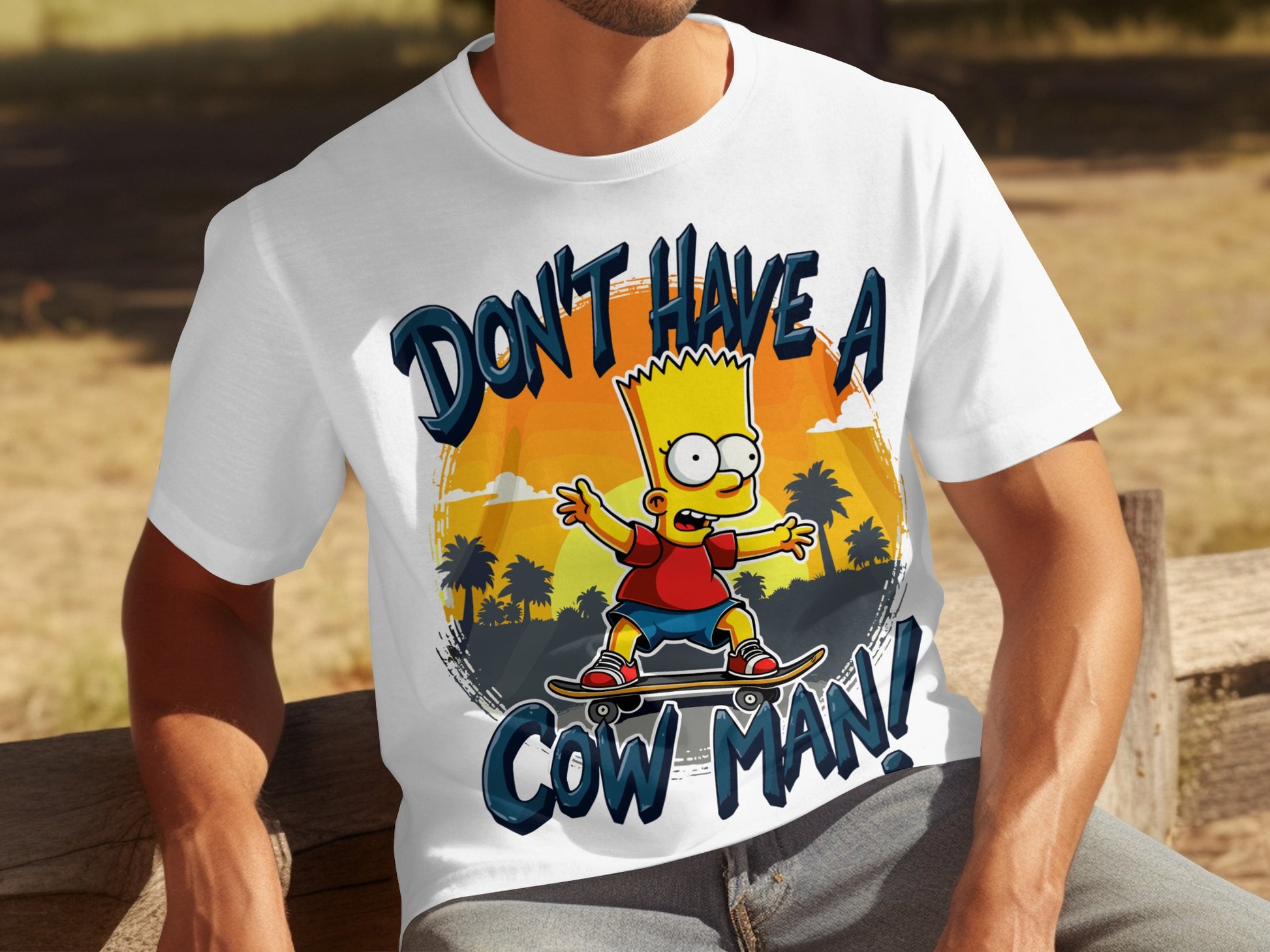 Don't Have a Cow Man Bart Skateboarding T-shirt