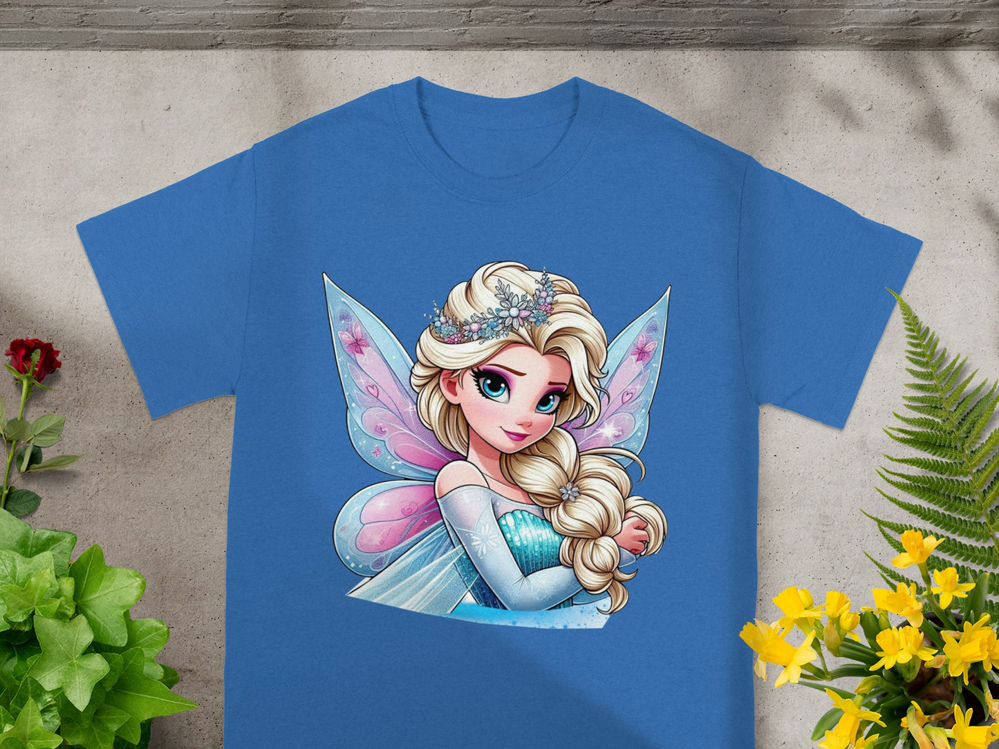 Fairy Princess Graphic Printed Blue T-Shirt