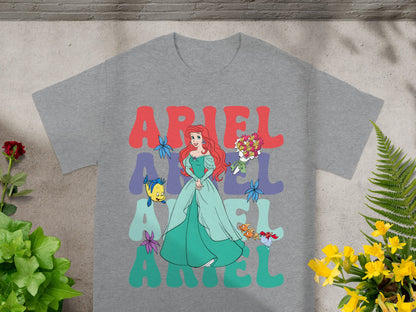Ariel t-shirt with large ARIEL text and Disney's Ariel illustration.