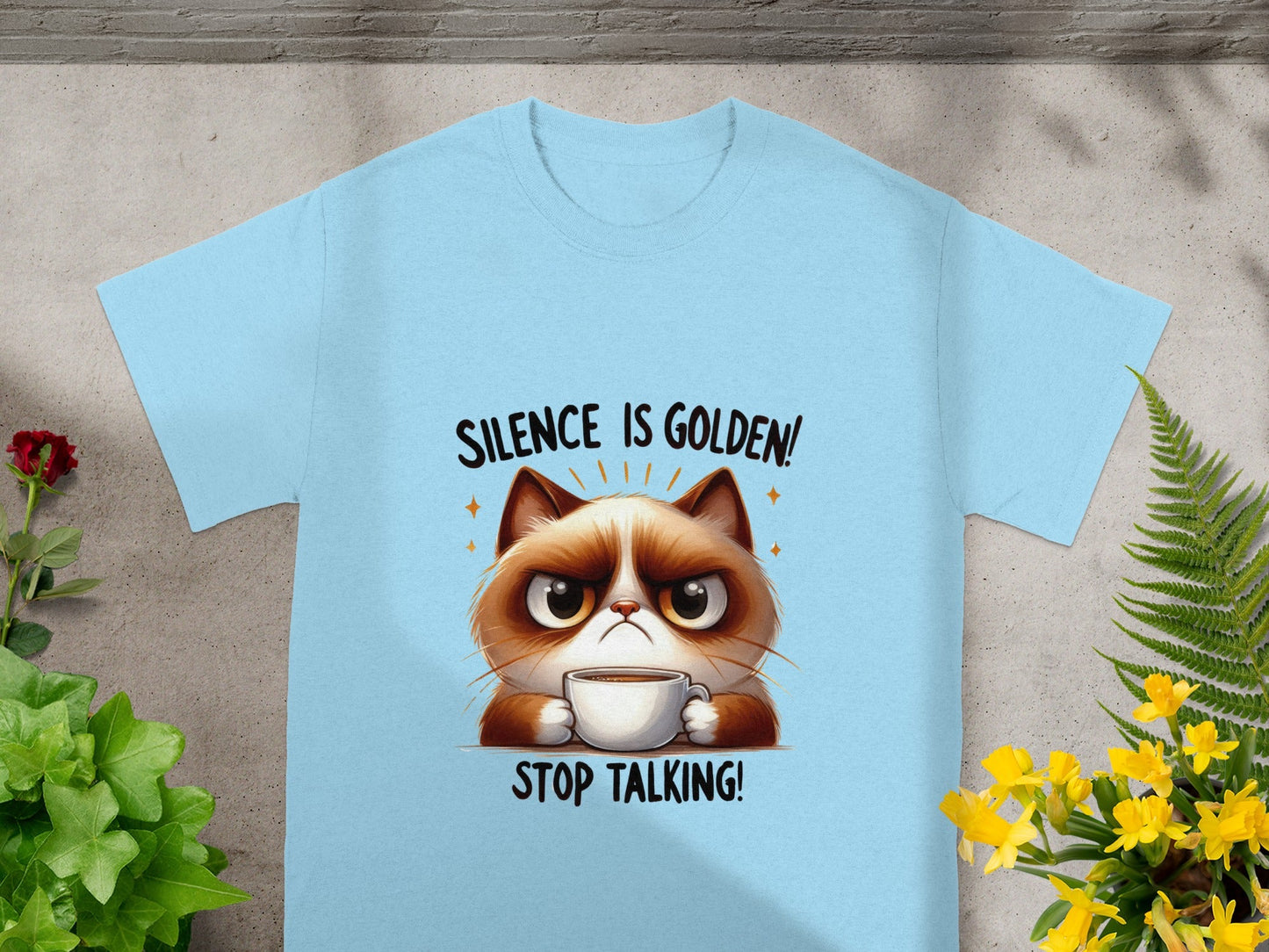 Silence Is Golden Stop Talking Cat T-Shirt