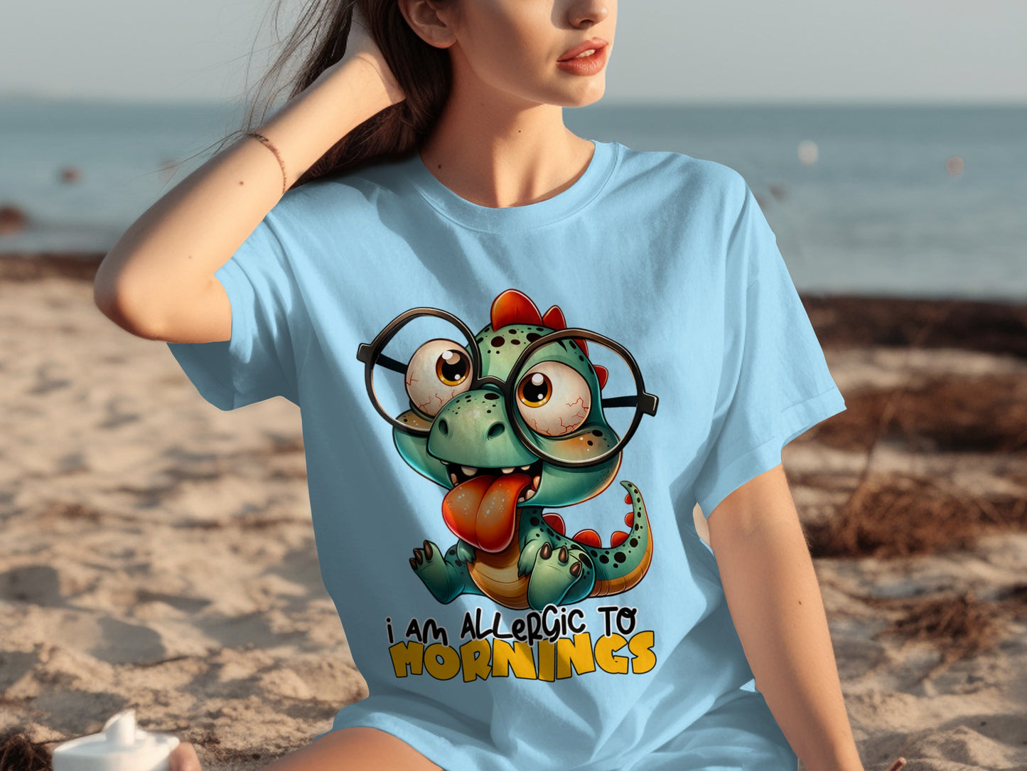I'm Allergic to Mornings Dinosaur Graphic T-Shirt