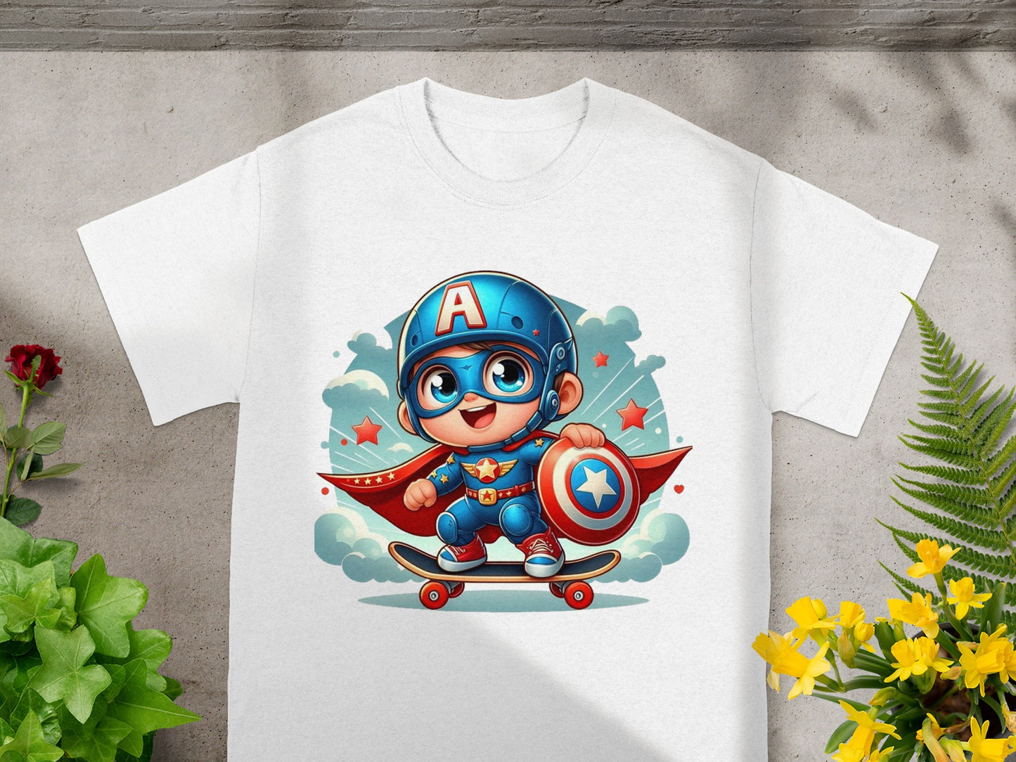 Superhero Cartoon Character Skateboard Kids T-shirt