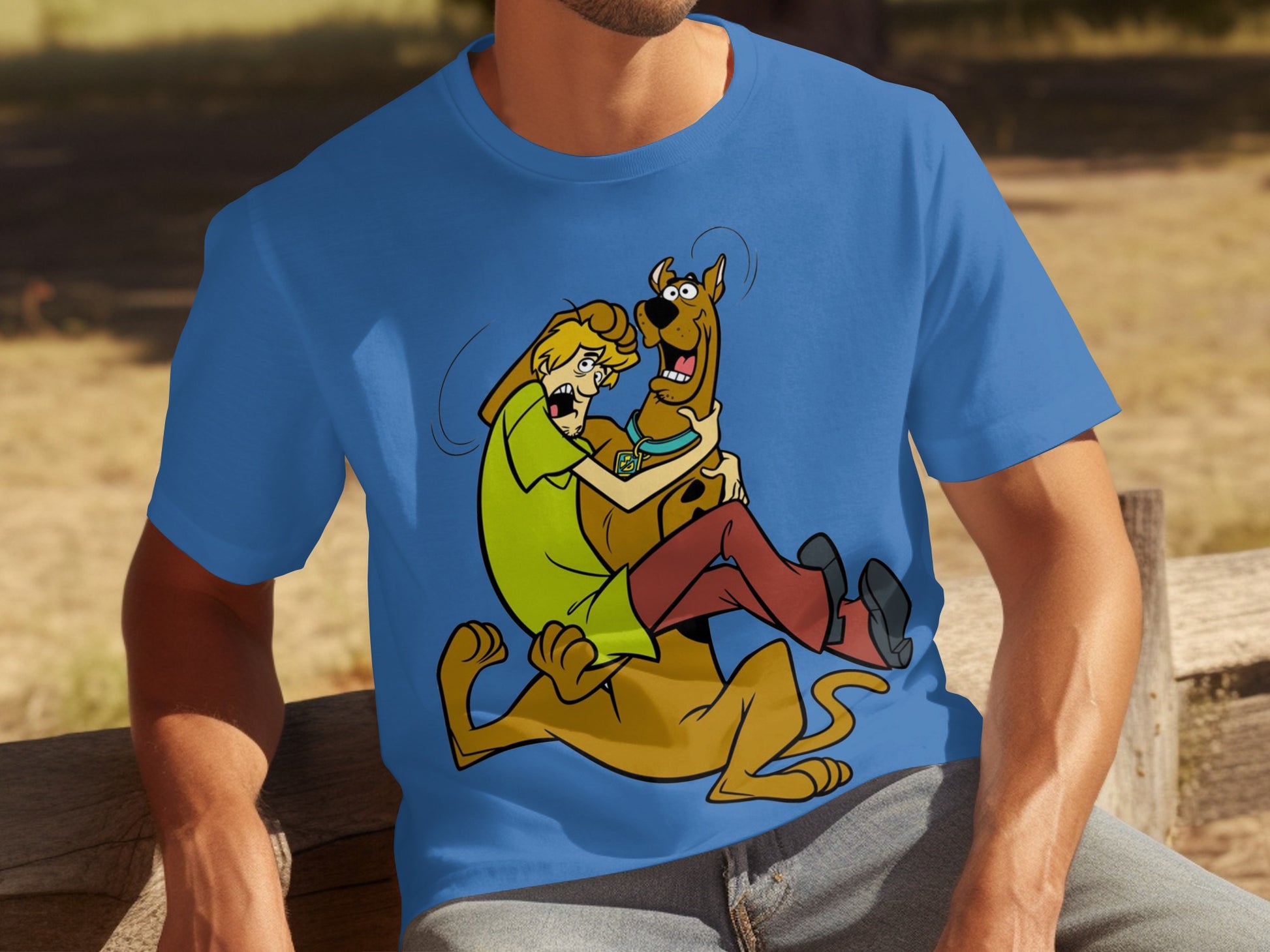 Scooby-Doo and Shaggy Embrace Blue T-shirt