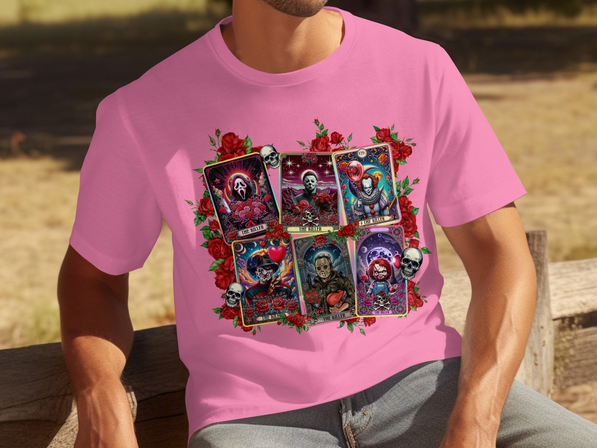 Horror Movie Villains Tarot Card Design Shirt Product