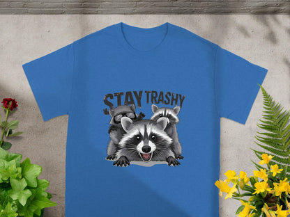 Stay Trashy Raccoon Design Shirt Perfect for Fun Outfits