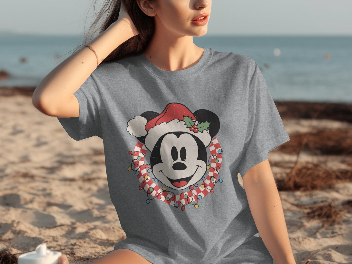 Festive Mickey Mouse Holiday Print T-Shirt
