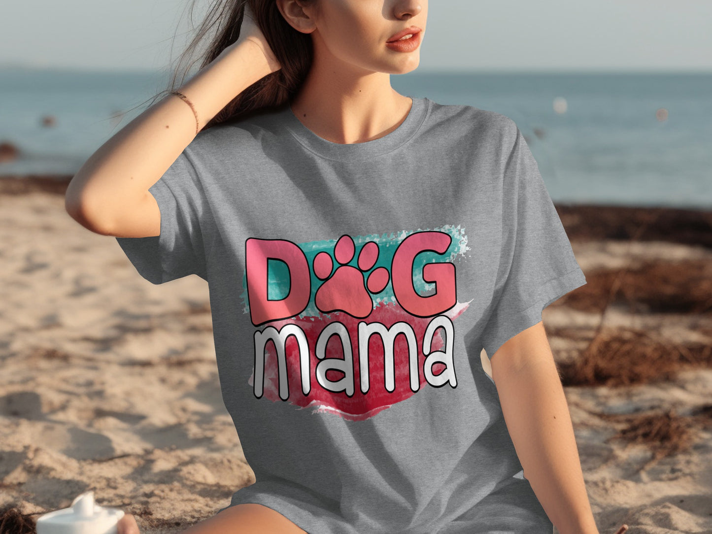 Dog Mama Graphic Tee Casual Beachwear Shirt