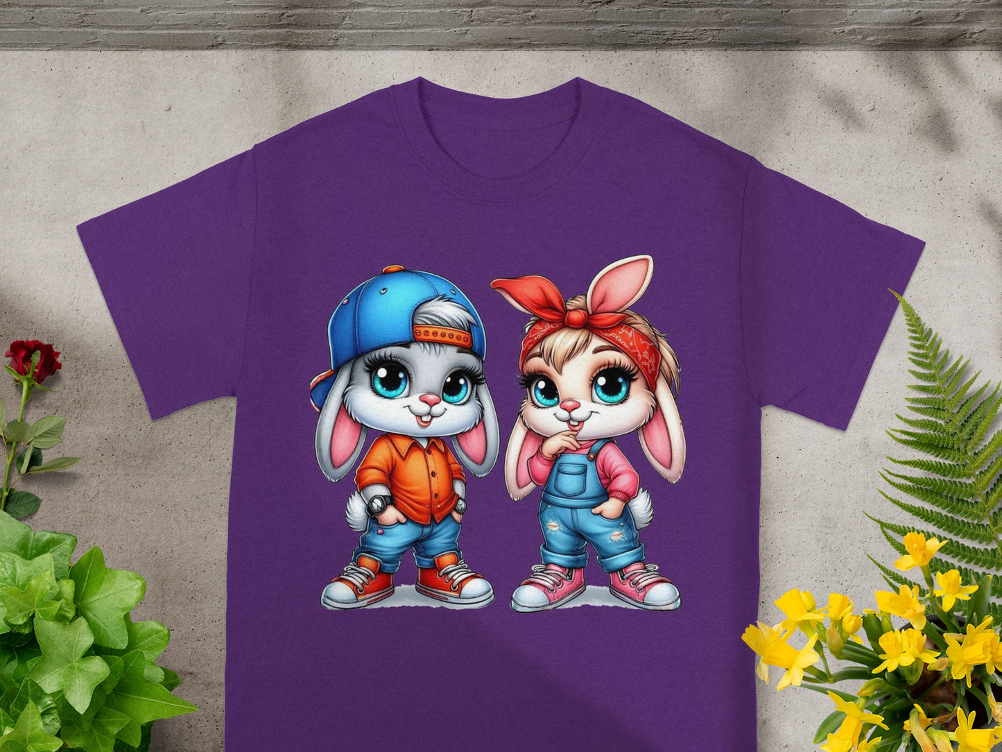Playful Street Style Bunny Duo T-Shirt