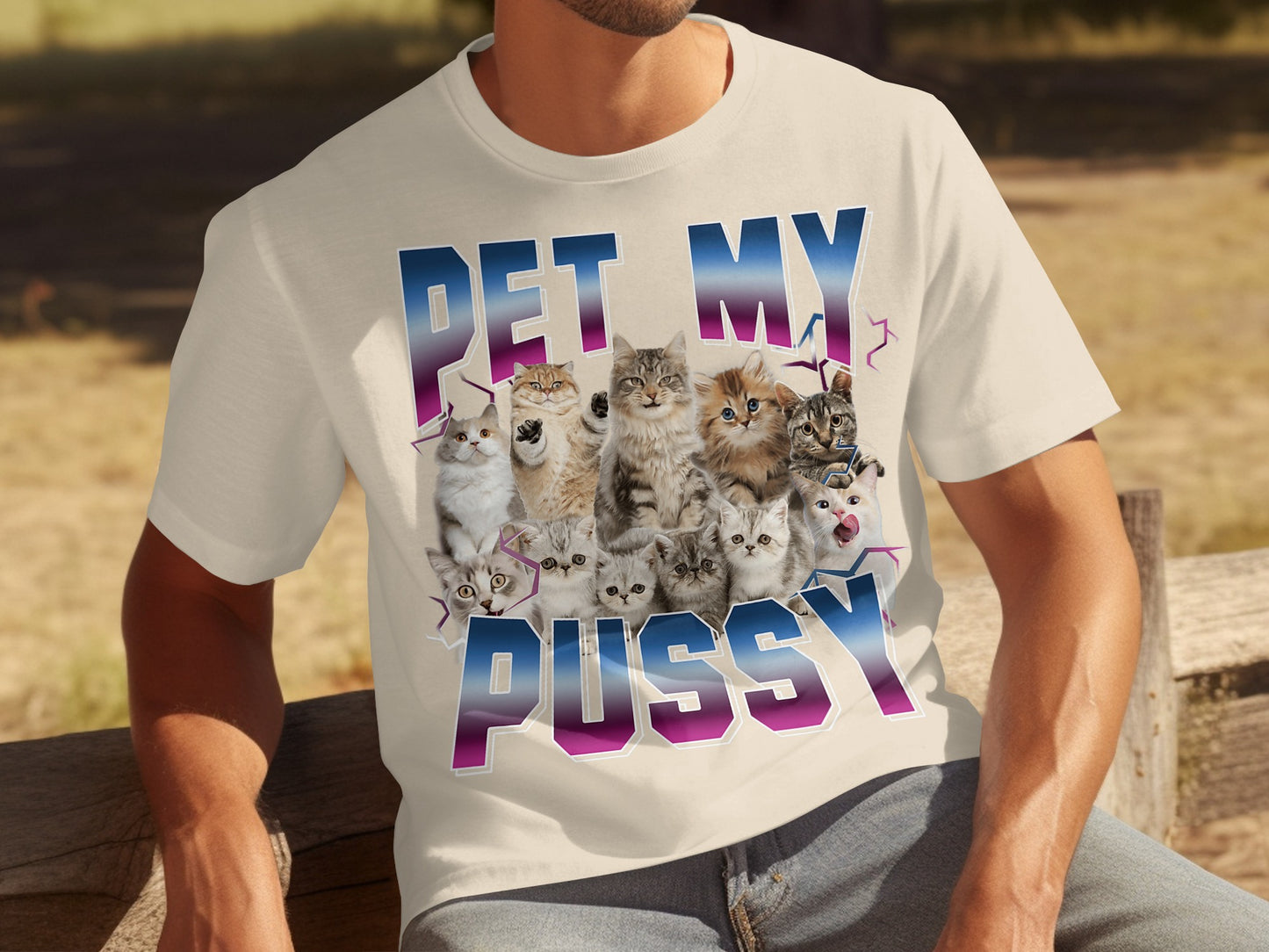 Funny Pet My Pussy Cats Graphic White Shirt Product