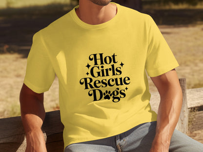 Hot Girls Rescue Dogs Graphic Casual Tee Shirt