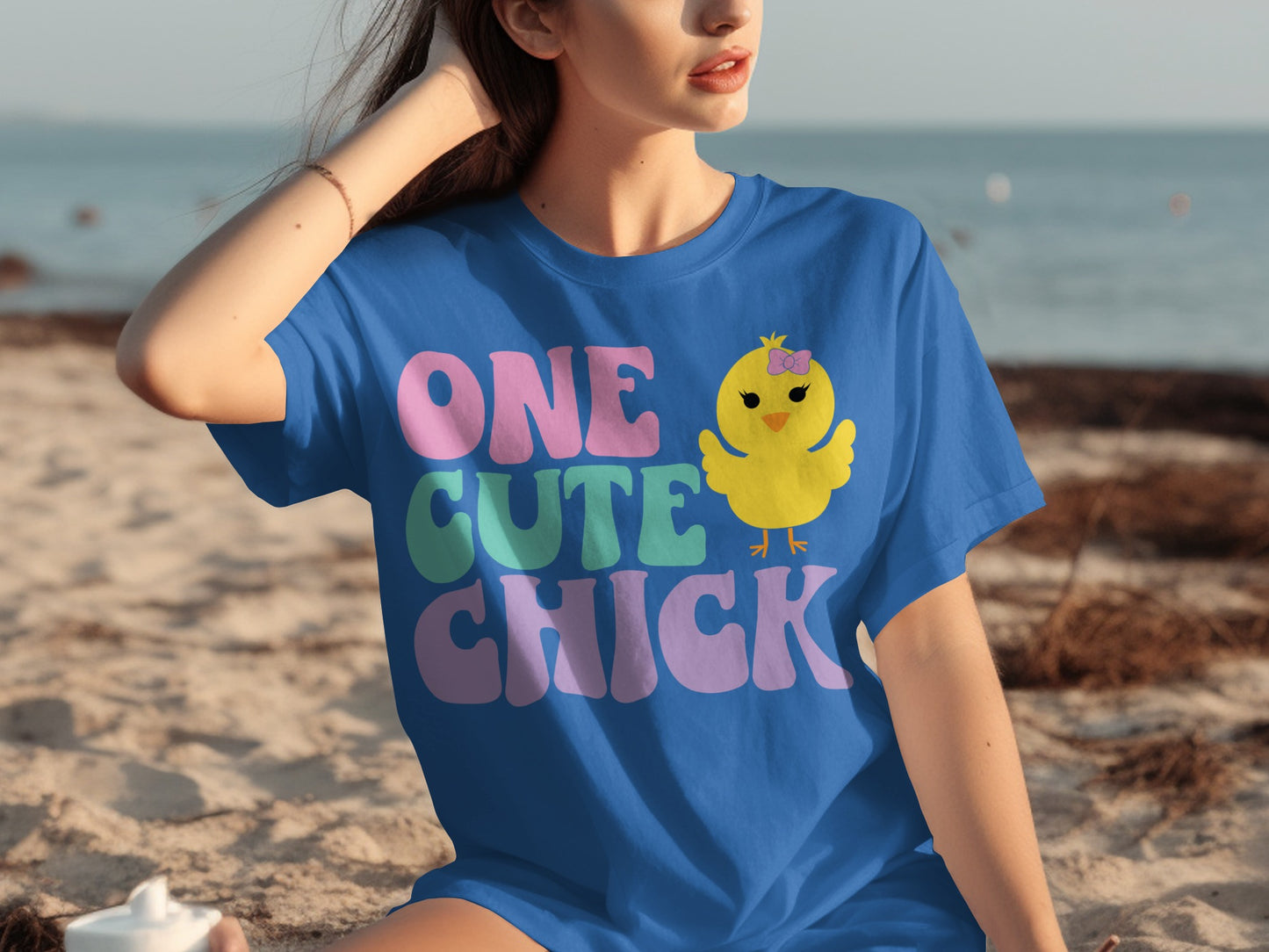 Colorful One Cute Chick Graphic T-Shirt