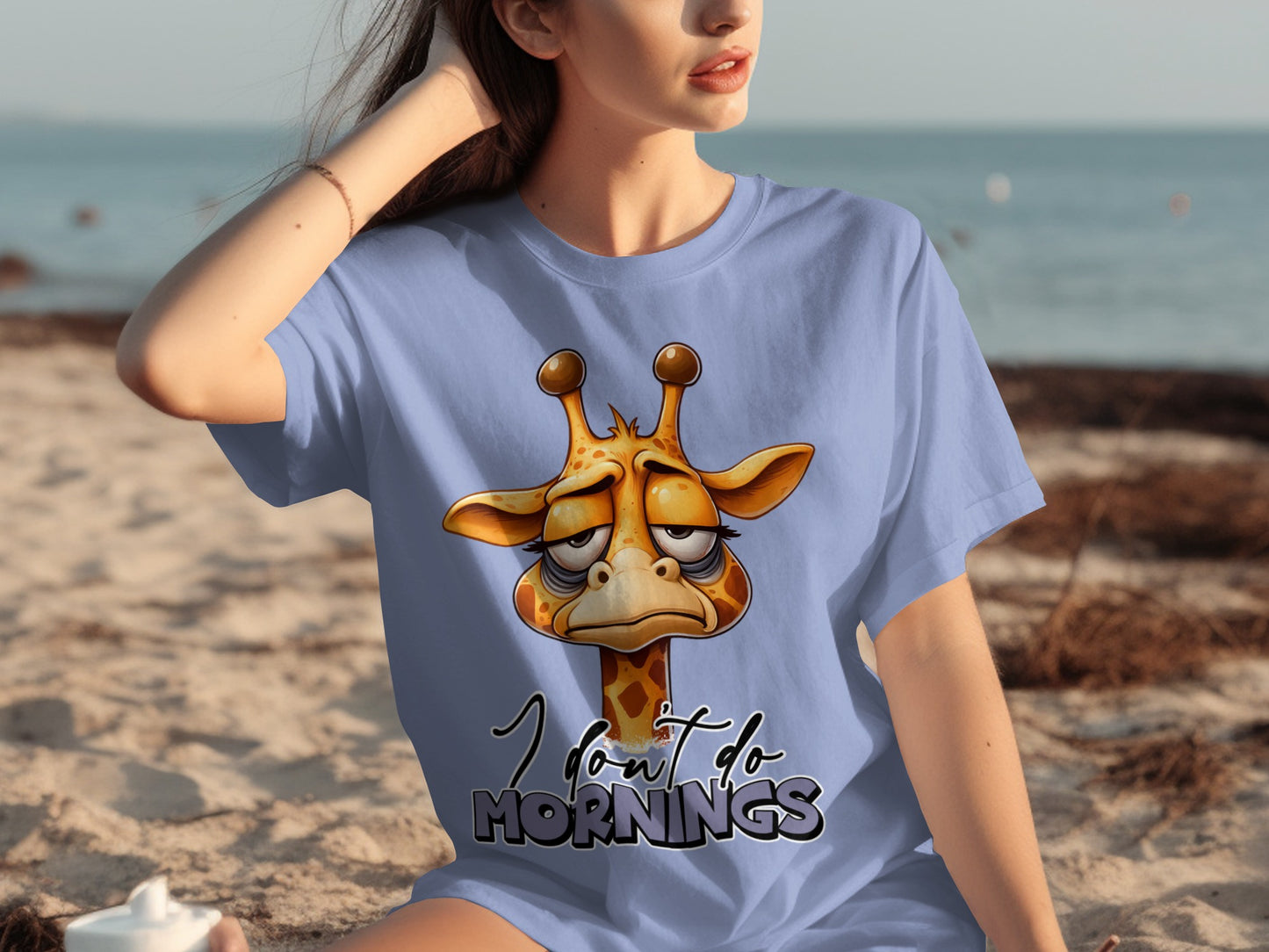 Funny Giraffe I Don't Do Mornings T-Shirt