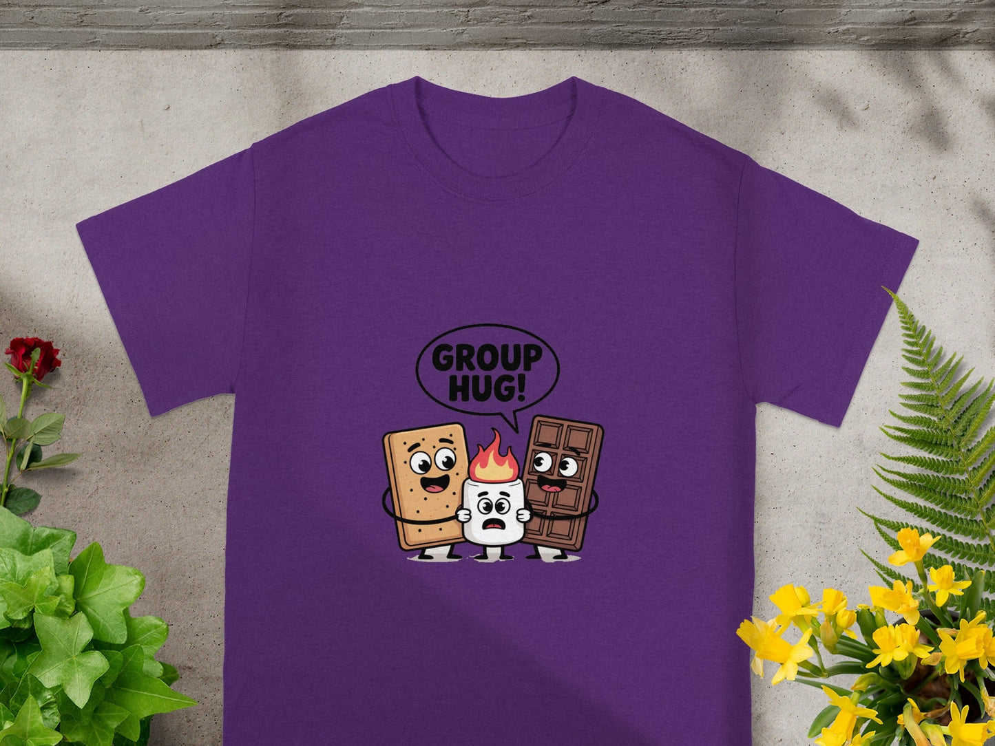 Group Hug Cute S'mores Cartoon Graphic T-Shirt