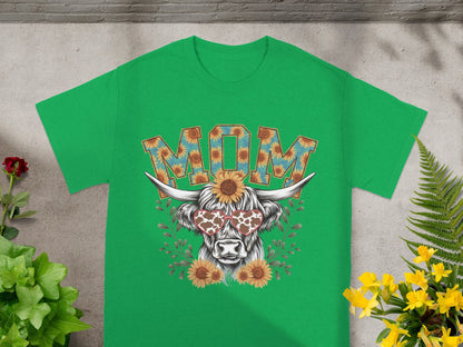 Green Mom Sunflower and Cow Print Shirt
